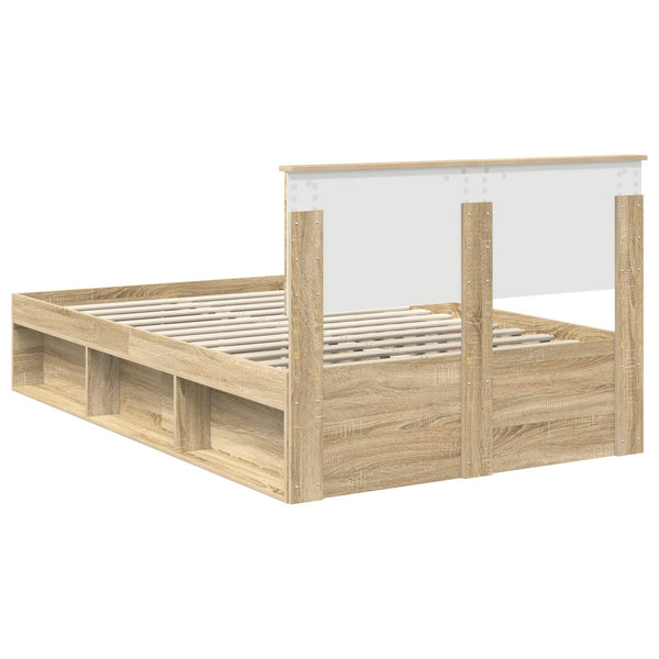 vidaXL Bed Frame with Headboard Sonoma 120 x 190 cm Engineered Wood