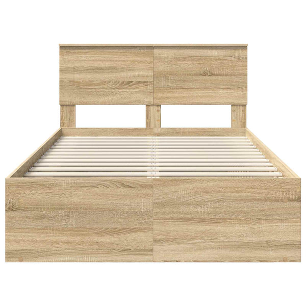 vidaXL Bed Frame with Headboard Sonoma 120 x 190 cm Engineered Wood
