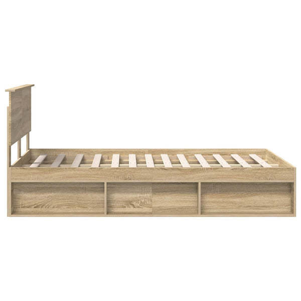 vidaXL Bed Frame with Headboard Sonoma 120 x 190 cm Engineered Wood