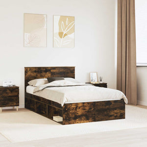 vidaXL Bed Frame Smoked Oak 120 x 190 cm Engineered Wood