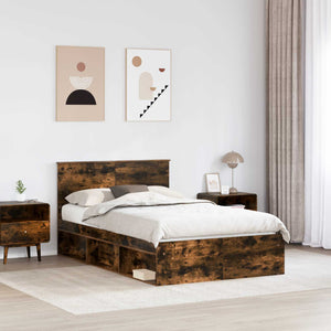 vidaXL Bed Frame Smoked Oak 120 x 190 cm Engineered Wood