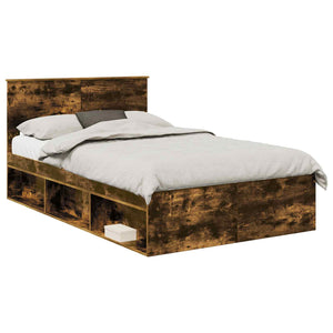 vidaXL Bed Frame Smoked Oak 120 x 190 cm Engineered Wood