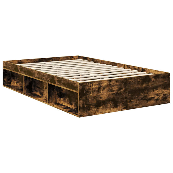 vidaXL Bed Frame Smoked Oak 120 x 190 cm Engineered Wood
