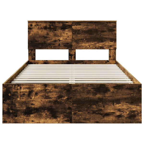 vidaXL Bed Frame Smoked Oak 120 x 190 cm Engineered Wood
