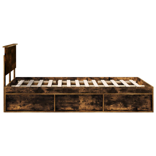 vidaXL Bed Frame Smoked Oak 120 x 190 cm Engineered Wood