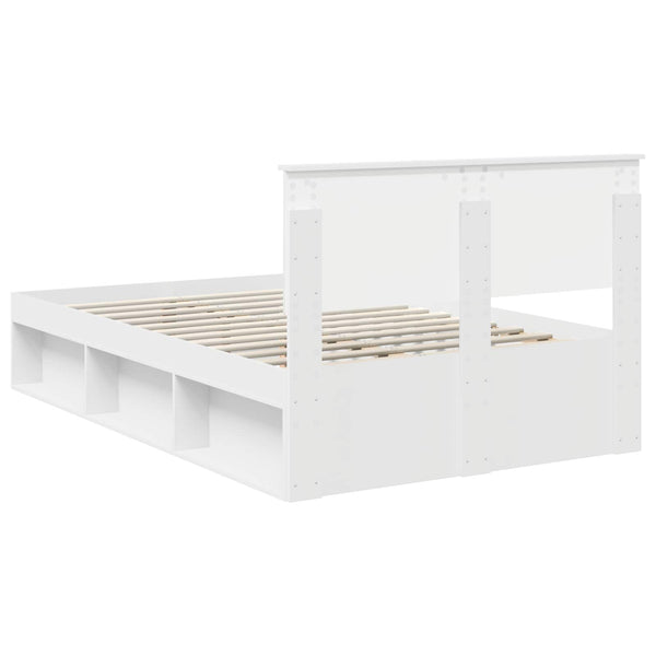 vidaXL Bed Frame with Headboard White 120 x 200 cm Engineered Wood