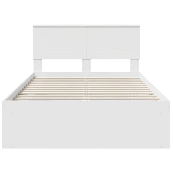 vidaXL Bed Frame with Headboard White 120 x 200 cm Engineered Wood