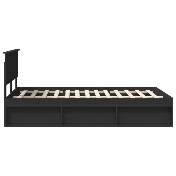 vidaXL Bed Frame with Headboard Black 120 x 200 cm Engineered Wood