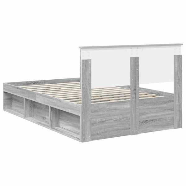 vidaXL Bed Frame Sonoma Grey 120 x 200 cm Engineered Wood
