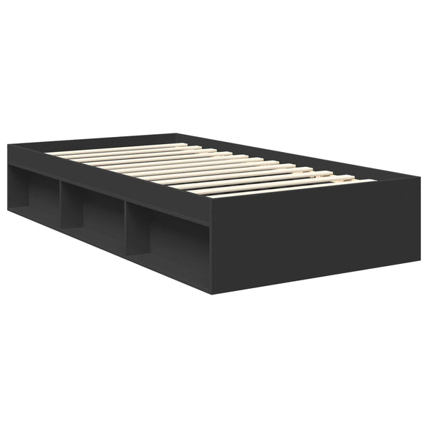 vidaXL Bed Frame with Headboard Black 100 x 200 cm Engineered Wood