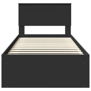 vidaXL Bed Frame with Headboard Black 100 x 200 cm Engineered Wood
