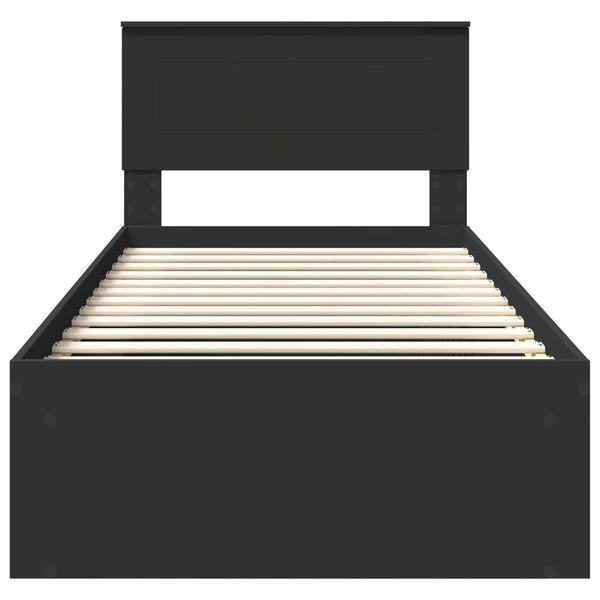vidaXL Bed Frame with Headboard Black 100 x 200 cm Engineered Wood