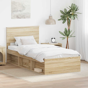 vidaXL Bed Frame with Headboard Sonoma 100 x 200 cm Engineered Wood