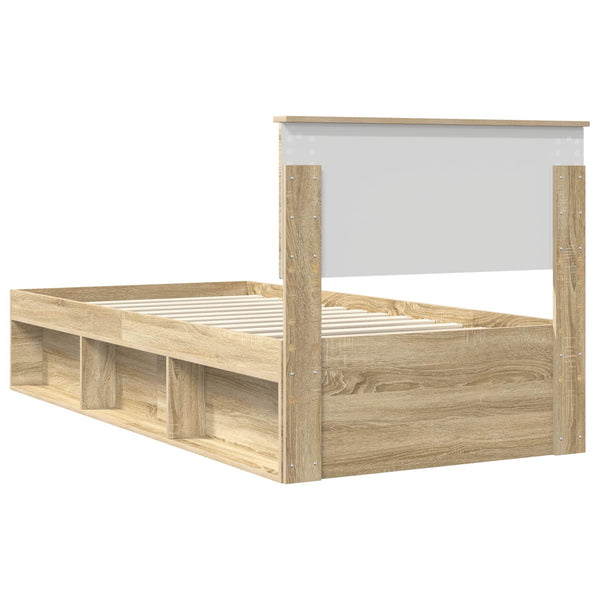 vidaXL Bed Frame with Headboard Sonoma 100 x 200 cm Engineered Wood