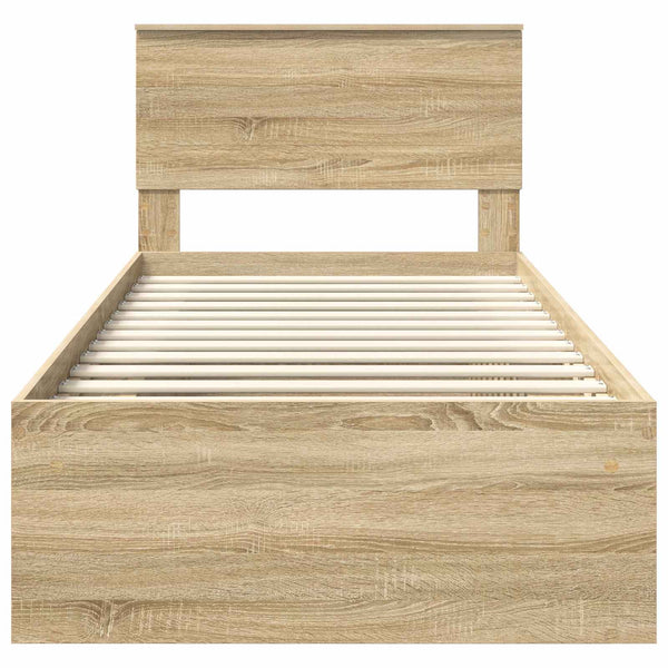 vidaXL Bed Frame with Headboard Sonoma 100 x 200 cm Engineered Wood