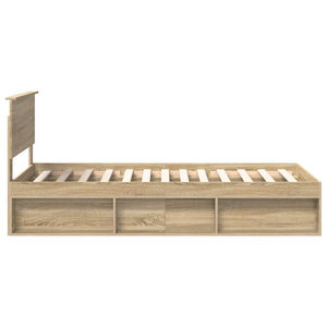 vidaXL Bed Frame with Headboard Sonoma 100 x 200 cm Engineered Wood