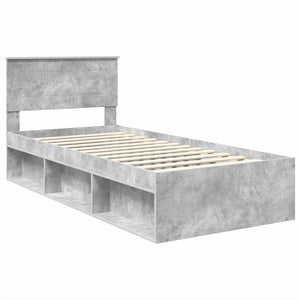 vidaXL Bed Frame with Headboard Concrete Grey 100 x 200 cm Engineered Wood