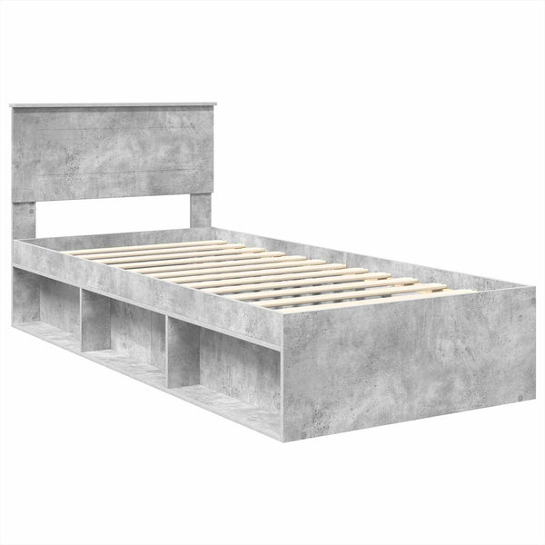 vidaXL Bed Frame with Headboard Concrete Grey 100 x 200 cm Engineered Wood