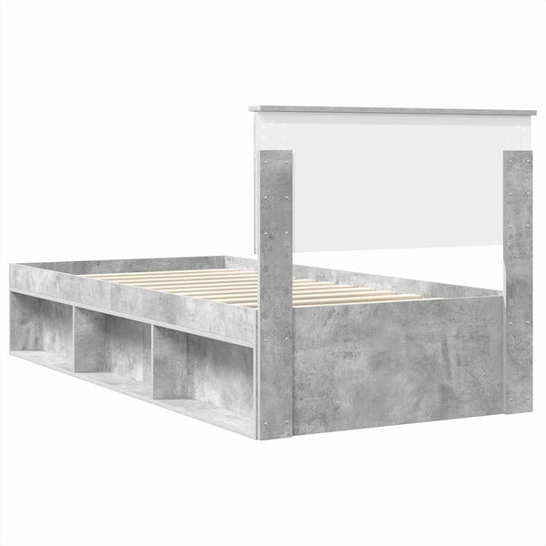 vidaXL Bed Frame with Headboard Concrete Grey 100 x 200 cm Engineered Wood