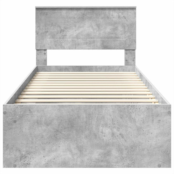 vidaXL Bed Frame with Headboard Concrete Grey 100 x 200 cm Engineered Wood