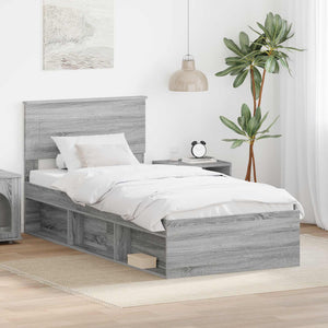 vidaXL Bed Frame Sonoma Grey 100 x 200 cm Engineered Wood