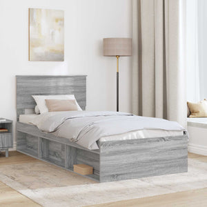 vidaXL Bed Frame Sonoma Grey 100 x 200 cm Engineered Wood