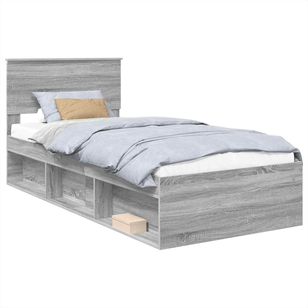 vidaXL Bed Frame Sonoma Grey 100 x 200 cm Engineered Wood