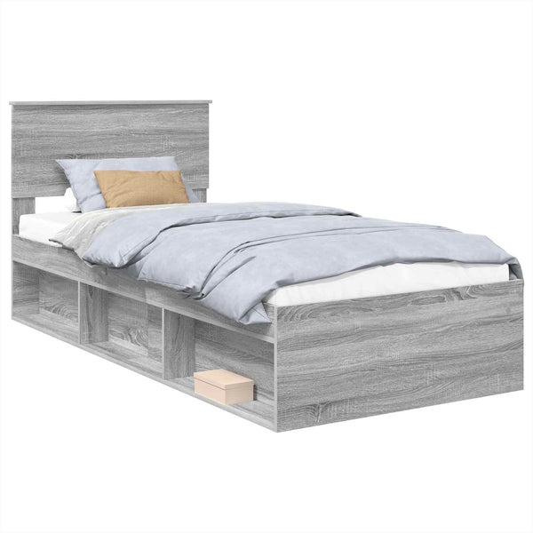 vidaXL Bed Frame Sonoma Grey 100 x 200 cm Engineered Wood