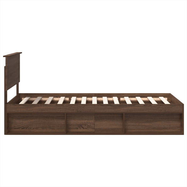 vidaXL Bed Frame Brown Oak Look 100 x 200 cm Engineered Wood