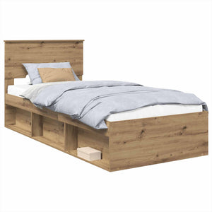 vidaXL Bed Frame Crafted Oak 100 x 200 cm Engineered Wood
