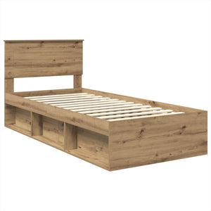 vidaXL Bed Frame Crafted Oak 100 x 200 cm Engineered Wood