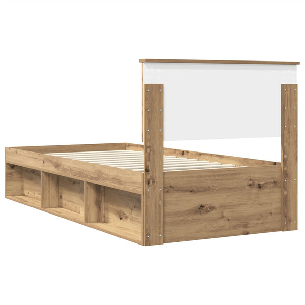 vidaXL Bed Frame Crafted Oak 100 x 200 cm Engineered Wood