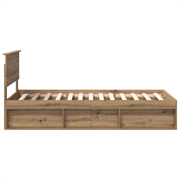 vidaXL Bed Frame Crafted Oak 100 x 200 cm Engineered Wood