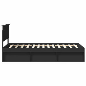 vidaXL Bed Frame with Headboard Black 90 x 190 cm Engineered Wood