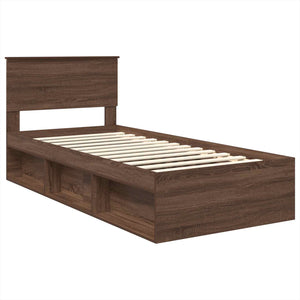 vidaXL Bed Frame Brown Oak Look 90 x 200 cm Engineered Wood