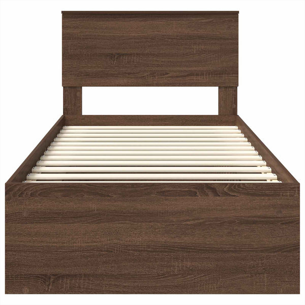 vidaXL Bed Frame Brown Oak Look 90 x 200 cm Engineered Wood