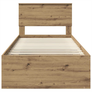 vidaXL Bed Frame Crafted Oak 90 x 200 cm Engineered Wood