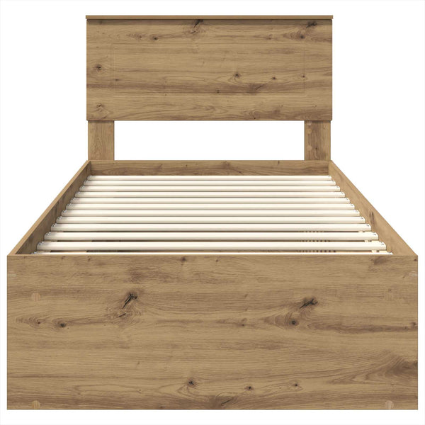 vidaXL Bed Frame Crafted Oak 90 x 200 cm Engineered Wood