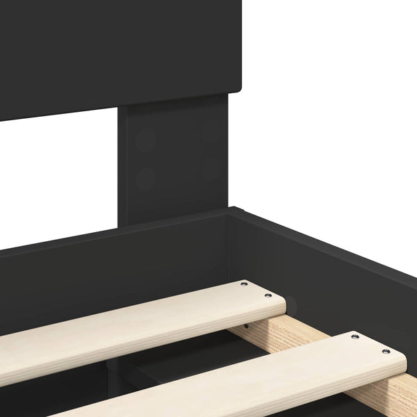 vidaXL Bed Frame with Headboard Black 75 x 190 cm Engineered Wood