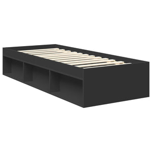 vidaXL Bed Frame with Headboard Black 75 x 190 cm Engineered Wood