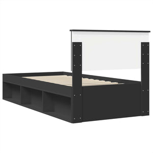 vidaXL Bed Frame with Headboard Black 75 x 190 cm Engineered Wood