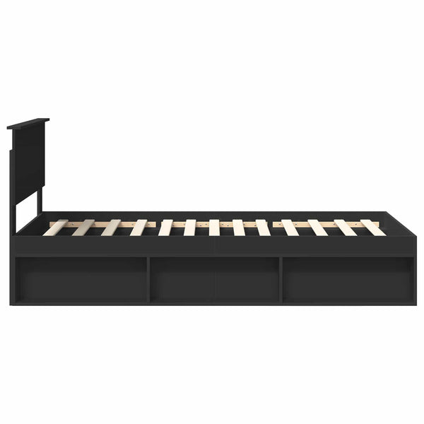 vidaXL Bed Frame with Headboard Black 75 x 190 cm Engineered Wood