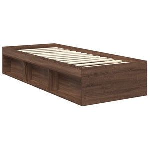 vidaXL Bed Frame Brown Oak Effect 75 x 190 cm Engineered Wood