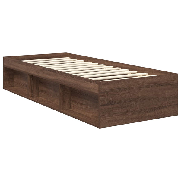 vidaXL Bed Frame Brown Oak Effect 75 x 190 cm Engineered Wood