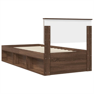 vidaXL Bed Frame Brown Oak Effect 75 x 190 cm Engineered Wood