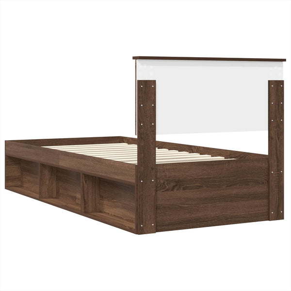 vidaXL Bed Frame Brown Oak Effect 75 x 190 cm Engineered Wood