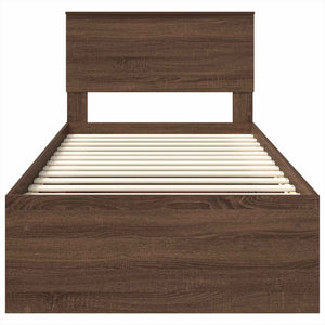 vidaXL Bed Frame Brown Oak Effect 75 x 190 cm Engineered Wood