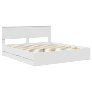 vidaXL Bed Frame with Drawers White 200 x 200 cm Engineered Wood
