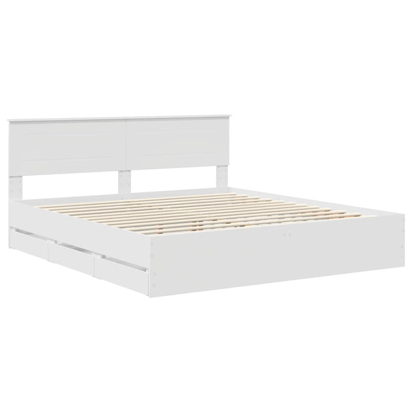 vidaXL Bed Frame with Drawers White 200 x 200 cm Engineered Wood