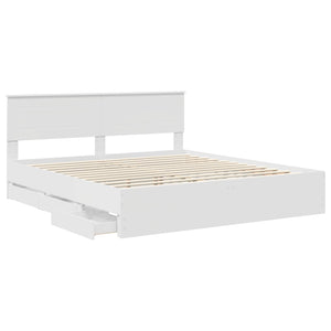 vidaXL Bed Frame with Drawers White 200 x 200 cm Engineered Wood